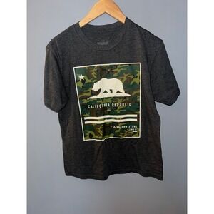 Volcom Stone Mens California Republic Camo Bear Graphic Tee Charcoal Heather L